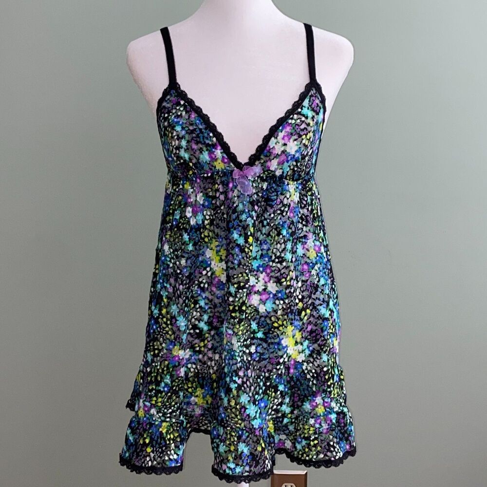 Victorias Secret Slip Dress Womens Medium Floral Babydoll Fairy Coquette